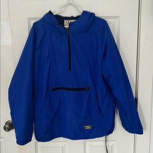 L.L. Bean Men’s Anorak vintage hoodie rain jacket size large blue lined warm